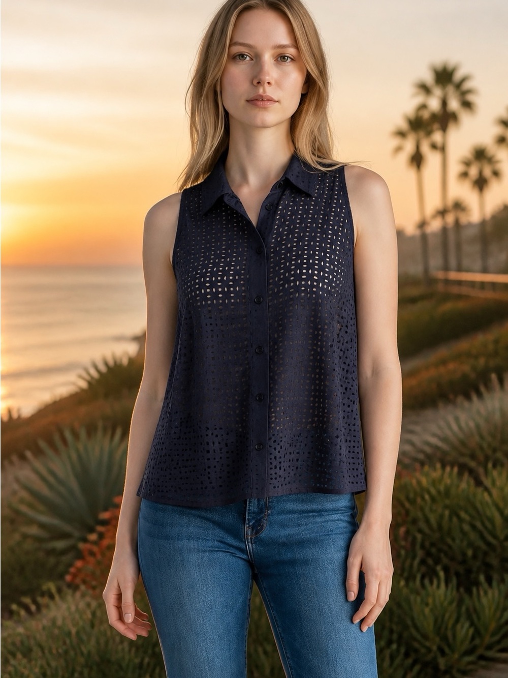 Equipment Laser-Cut Silk Top Size XS